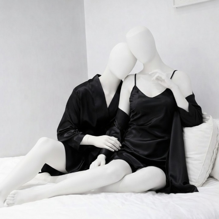 Premium Satin Couple Night Gown Set