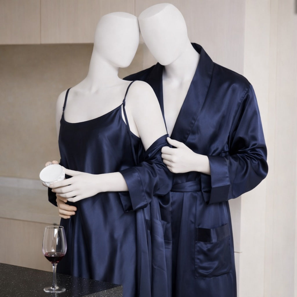 Premium Satin Couple Night Gown Set