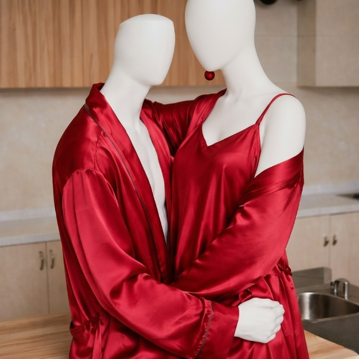 Premium Satin Couple Night Gown Set
