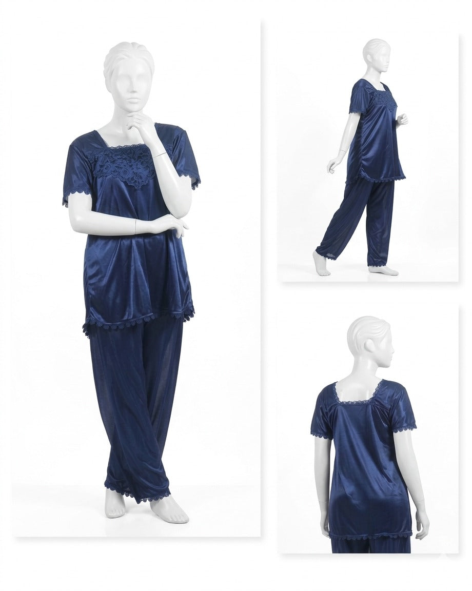 Silk Lace Sleepwear Set – 2 Pcs