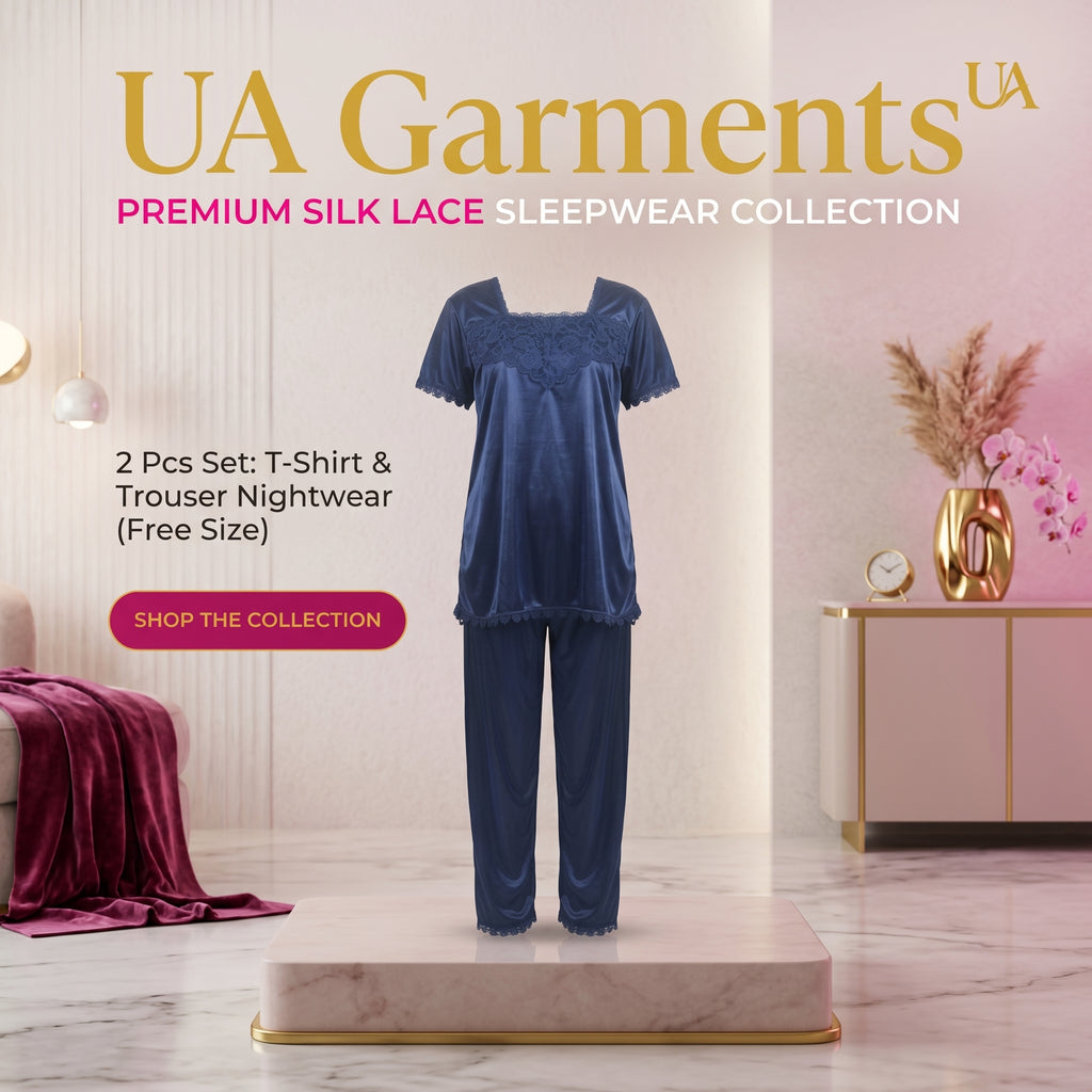 Silk Lace Sleepwear Set – 2 Pcs