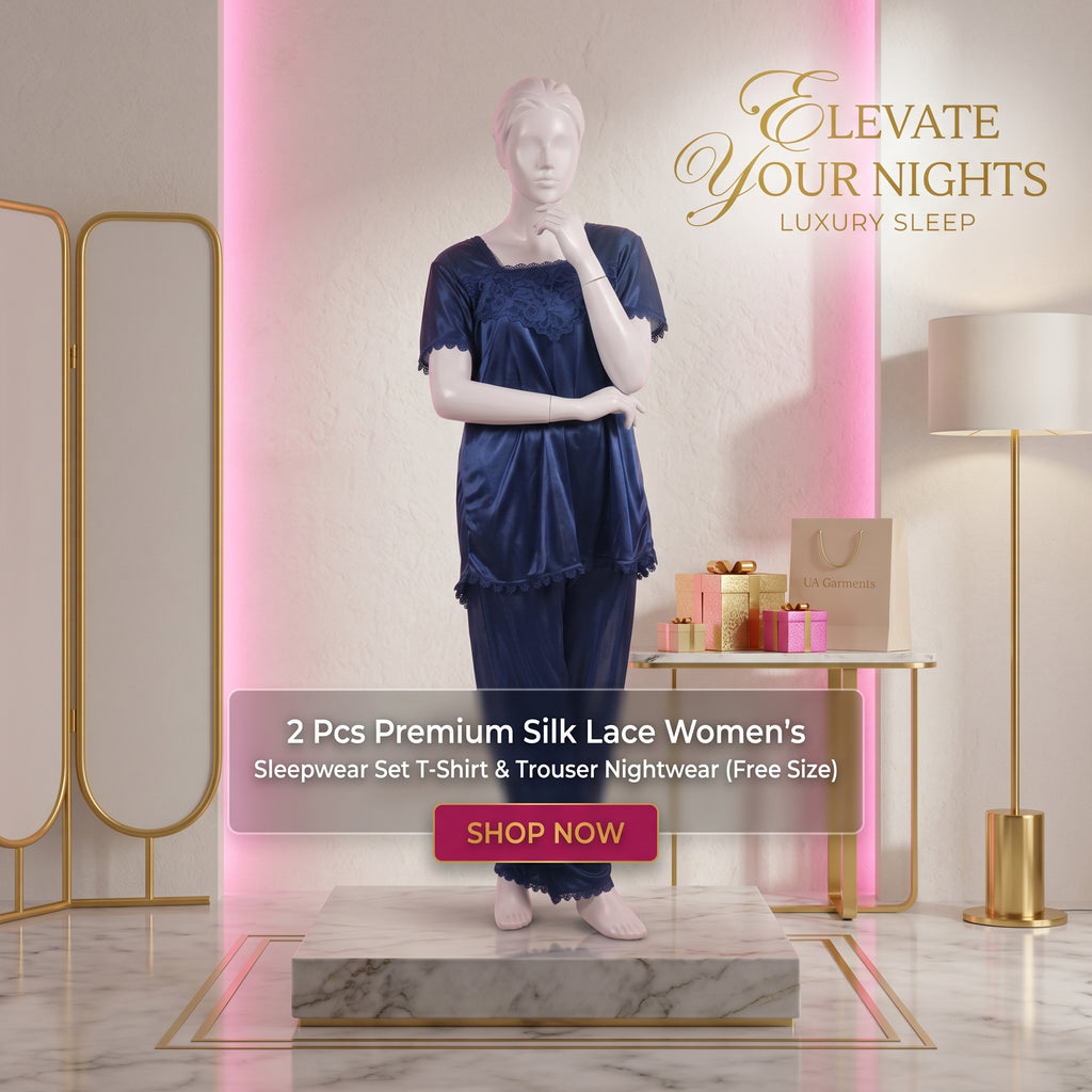 Silk Lace Sleepwear Set – 2 Pcs