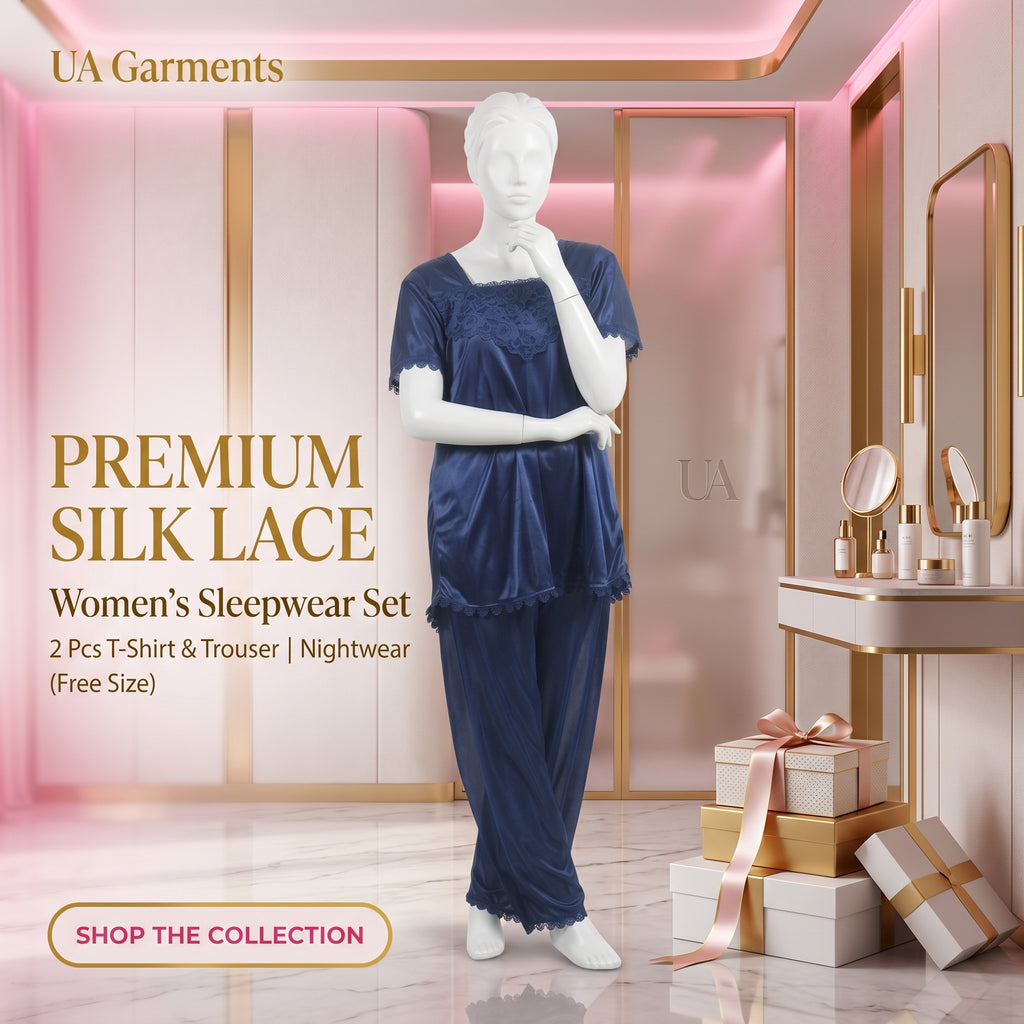 Silk Lace Sleepwear Set – 2 Pcs