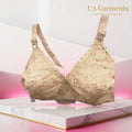 Beige Embroidered Cotton Bra for Daily Wear