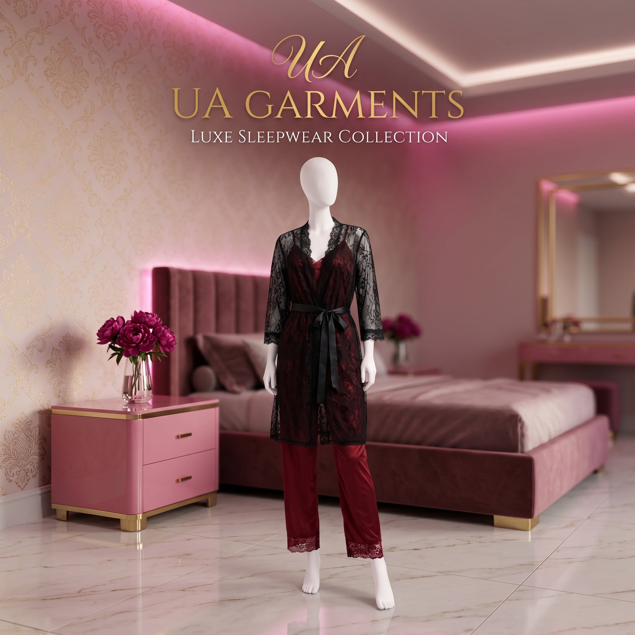 Elegant 3-Piece Women's Nightwear Set – Silk Cami,