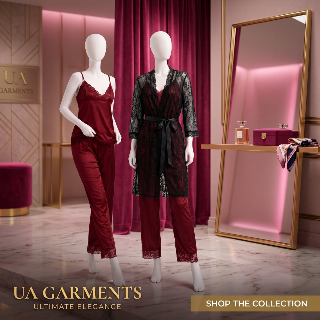 Elegant 3-Piece Women's Nightwear Set – Silk Cami,