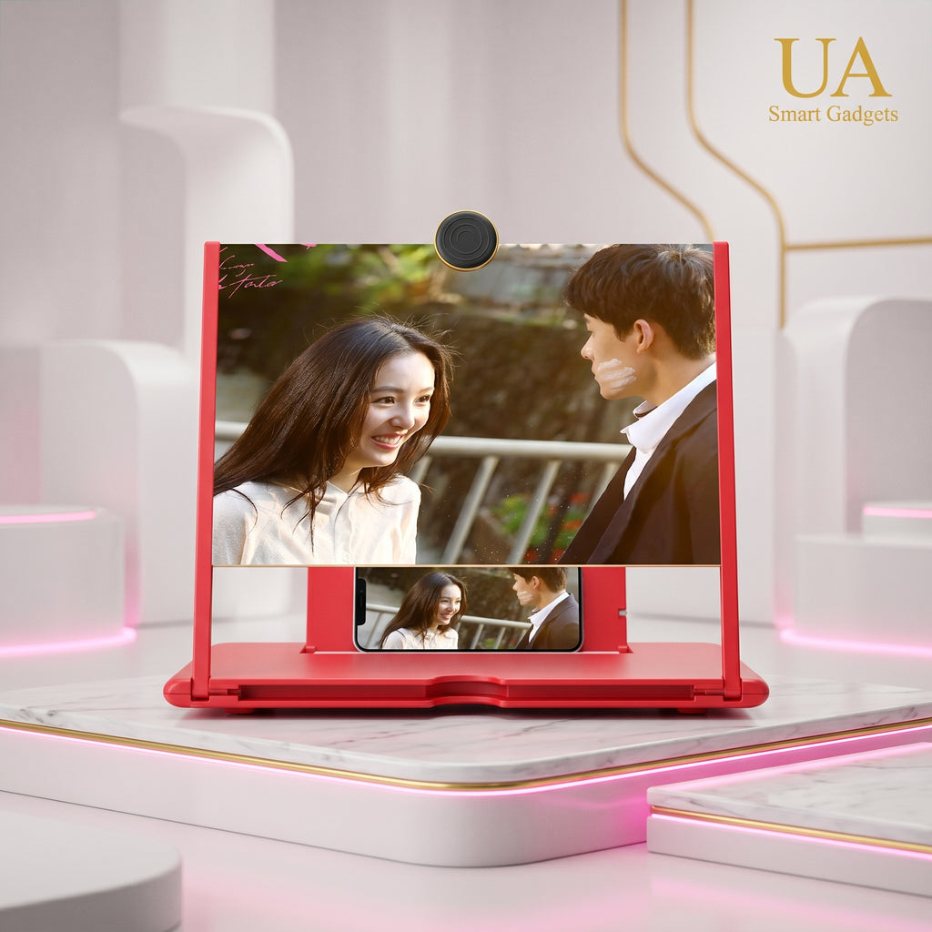 Mobile Screen Magnifier – HD 3D Video Amplifier & Foldable Smartphone Stand | Eye Protection Theater Experience for Movies and Gaming - 12 inches | Random Color